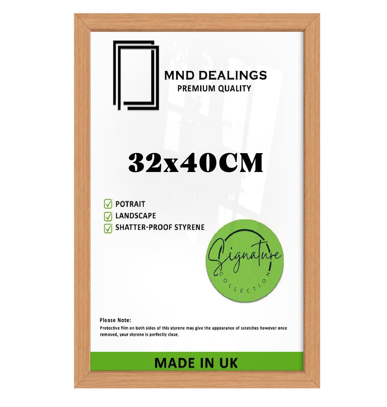 MND Dealings 32x40cm Black Poster Frame – Premium Engineered Wood Wall Decor with Anti-Glare Non-Reflective Perspex – for Home & Office-[Beech]