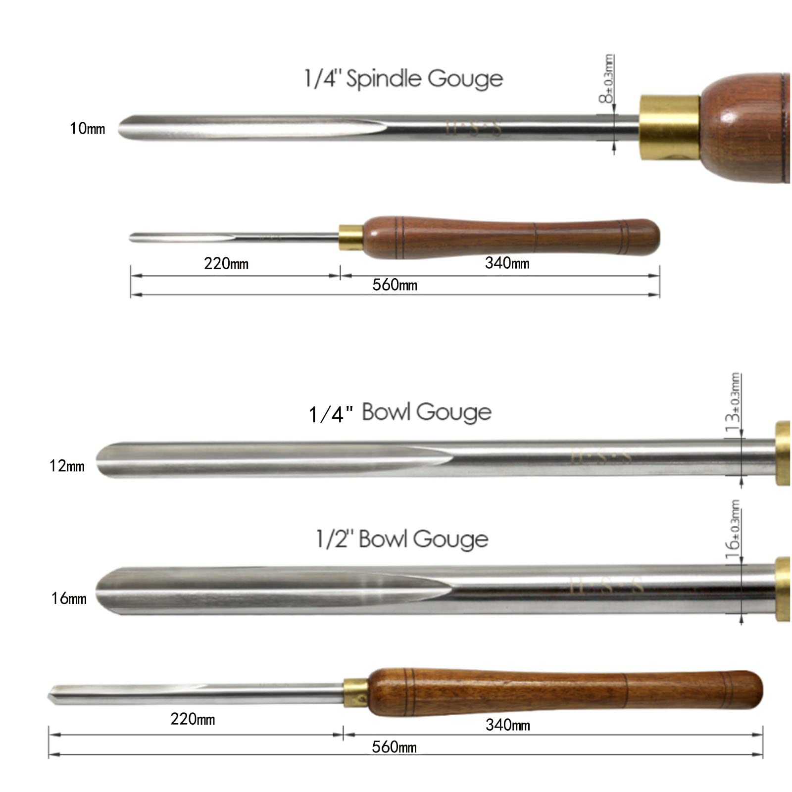 HSS Bowl Gough Lathe Burin Ensemble De 3 Pièces, Outils De Tournage Du Bois Ensemble De Gouges Pour Bol De Tournage Sur Bois, Ensemble De Gouges En Acier À Grande Vitesse Avec Manche En Noyer