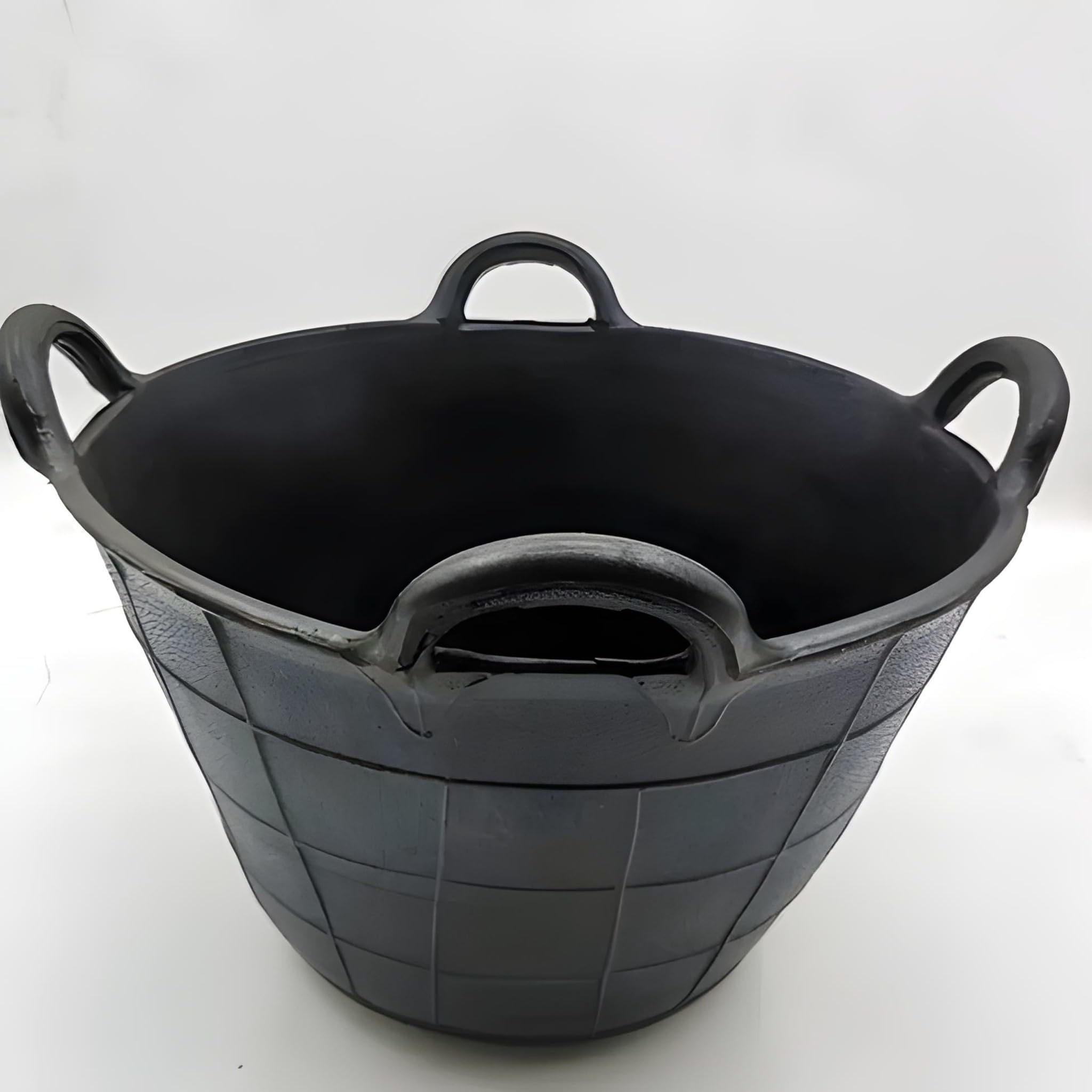 Bricoloco Espuerta de Goma de 4 asas para construcción y agricultura - caucho reciclado – 40 litros – Altura 320 mm y boca 480 mm (2)