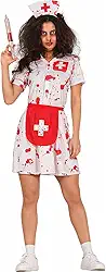 Fantasia Halloween Enfermeira Assassina Zumbi Sangrenta Feminina Adulta Com Tiara e Avental