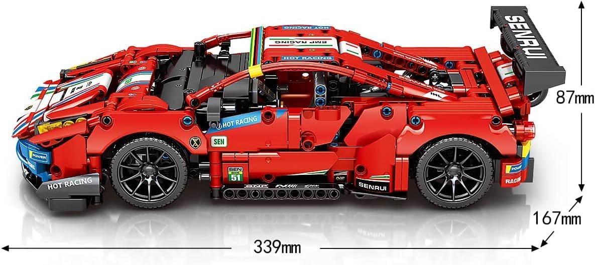 സൈഡ് പ്രോfile of the assembled Sembo Block Ferrari 488 Super Sports Car