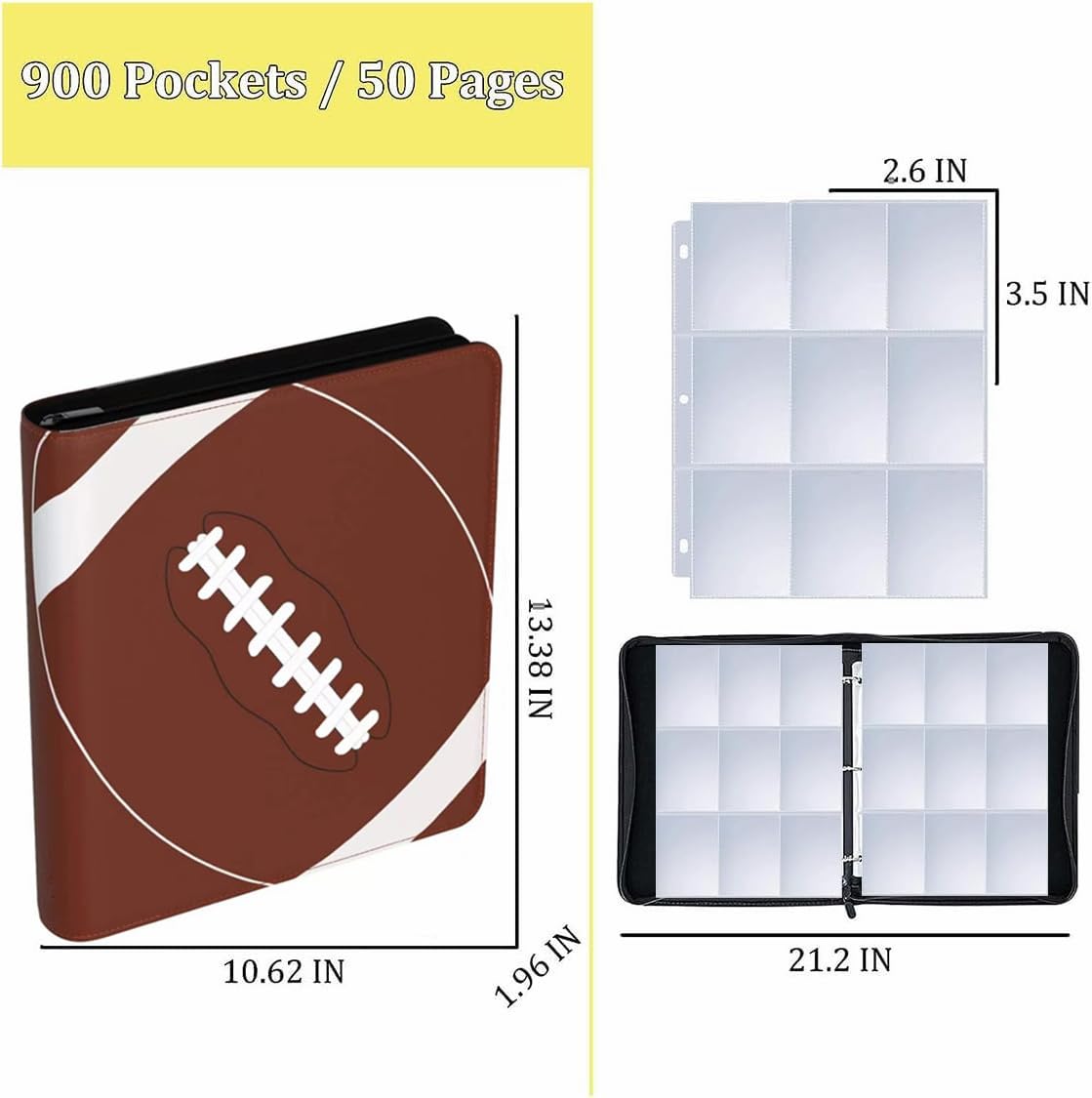 Pokemon Binder 900 Pocket Trading Card Binder - 50 For Sports Cards ...