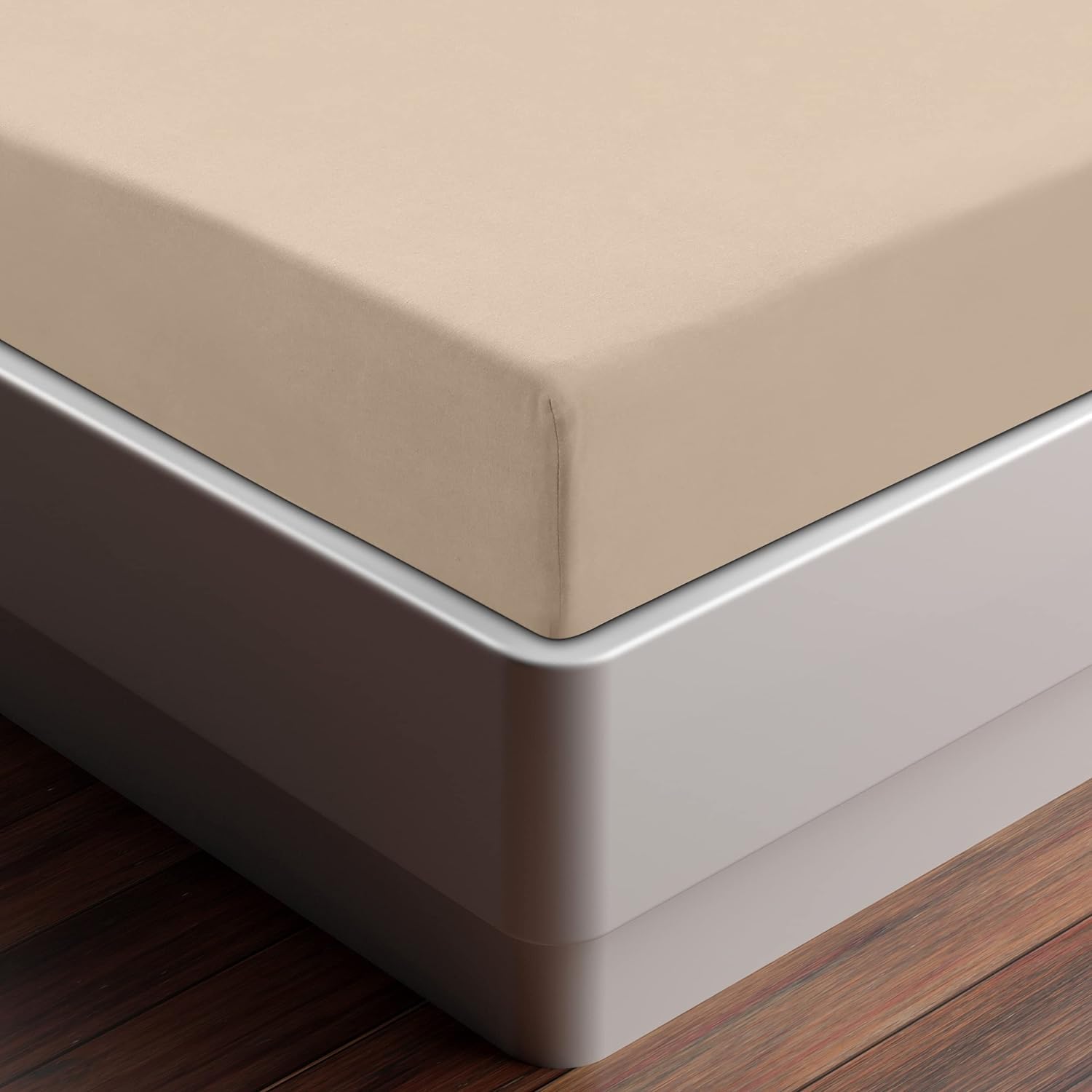 Utopia Bedding Lenzuolo con Angoli Una Piazza e Mezza Francese - 120x200cm - Beige - Microfibra Spazzolata - Lenzuolo Sotto con Angoli Elasticizzato