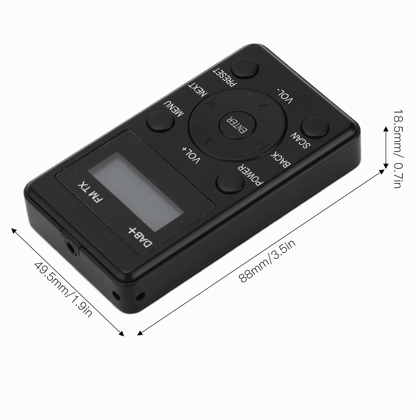 Radio DAB portátil, DAB/DAB+/FM, sonido digital claro del coche con auriculares, radio de bolsillo con pantalla LCD, alarma doble, temporizador, auriculares para correr