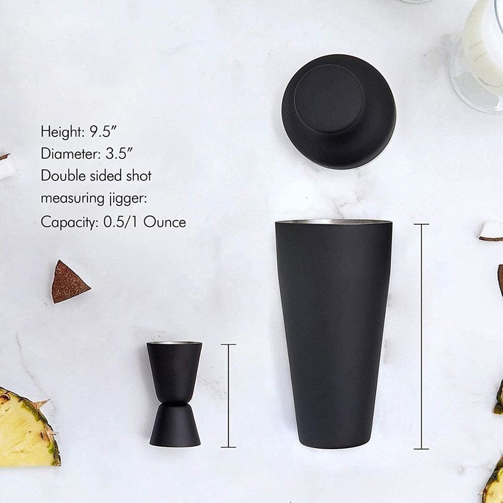 Juego de Coctelera Coctelera de cóctel de cóctel haciendo mate negro de 11 piezas de acero inoxidable Cocktail Shaker Set Herramienta de barra para mezclar margarita, manhattan Agitador de Cócteles