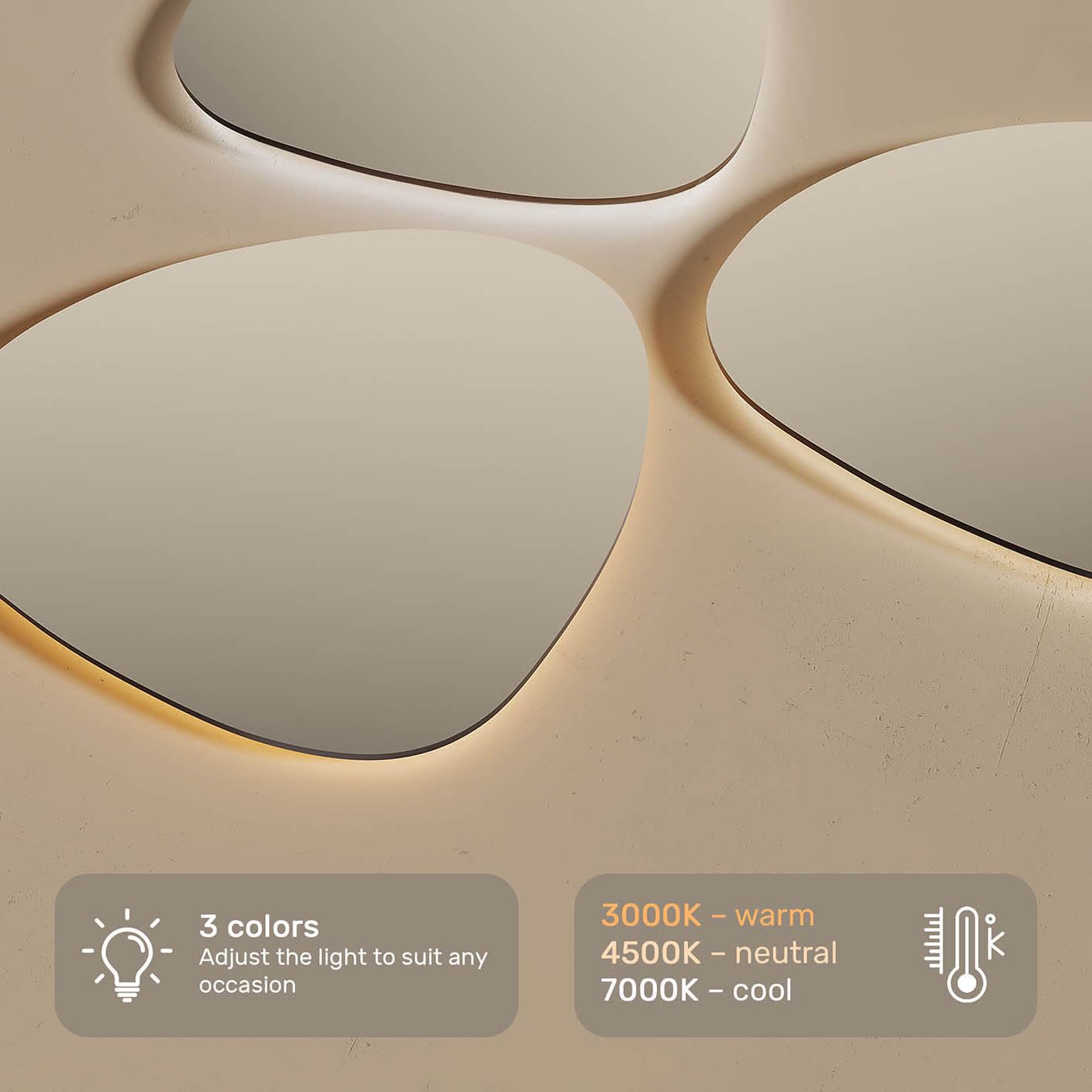 A ARTFORMA Specchio 84x74 cm MCH076X1-SJYA9-84X74, LED, Senza Cornice