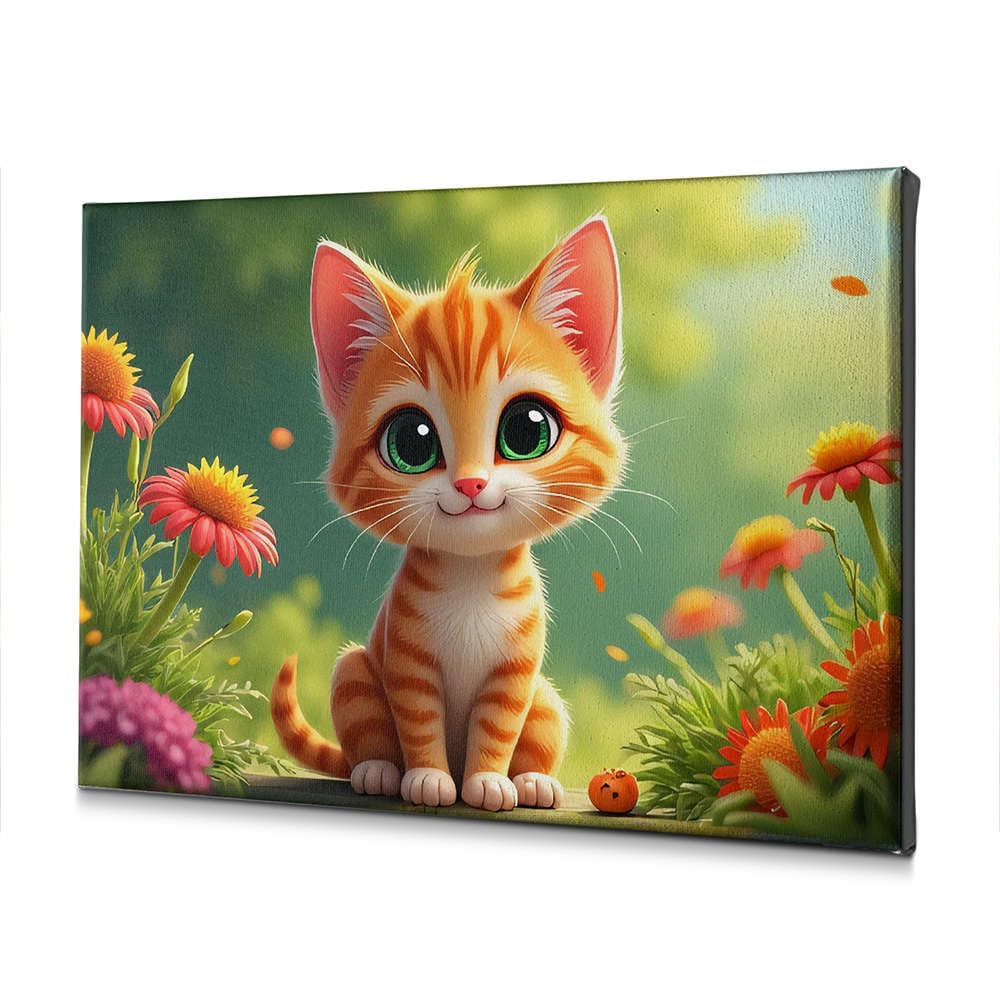 Toile de baptême avec chaton pour la chambre de bébé