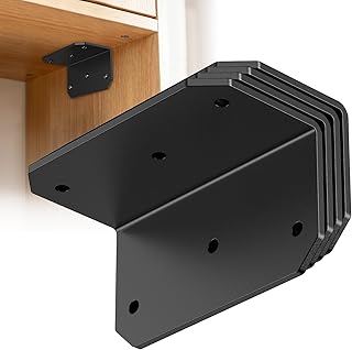 4 Inch Heavy Duty Galvanized L Bracket, 90 Degree Angle Bracket for Wood, 4"×2"×2" Metal Corner Brace for Floating Shelves, Table, Framing, Fence, Deck, Furniture (Black-4PCS)