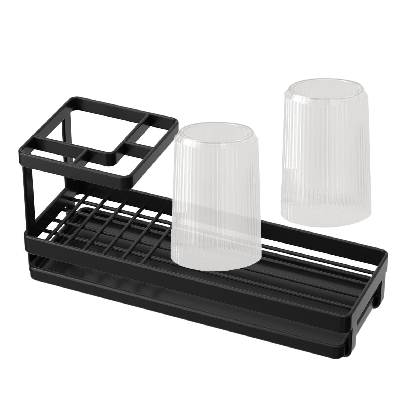 TWISAXC Toothbrush Holder Toothpaste Holder Multipurpose Offers Durable Carbon Steel Construction For Long Term And Enhanced Bathroom Organization Bathroom, black with cups, 25.2x9x11.6cm