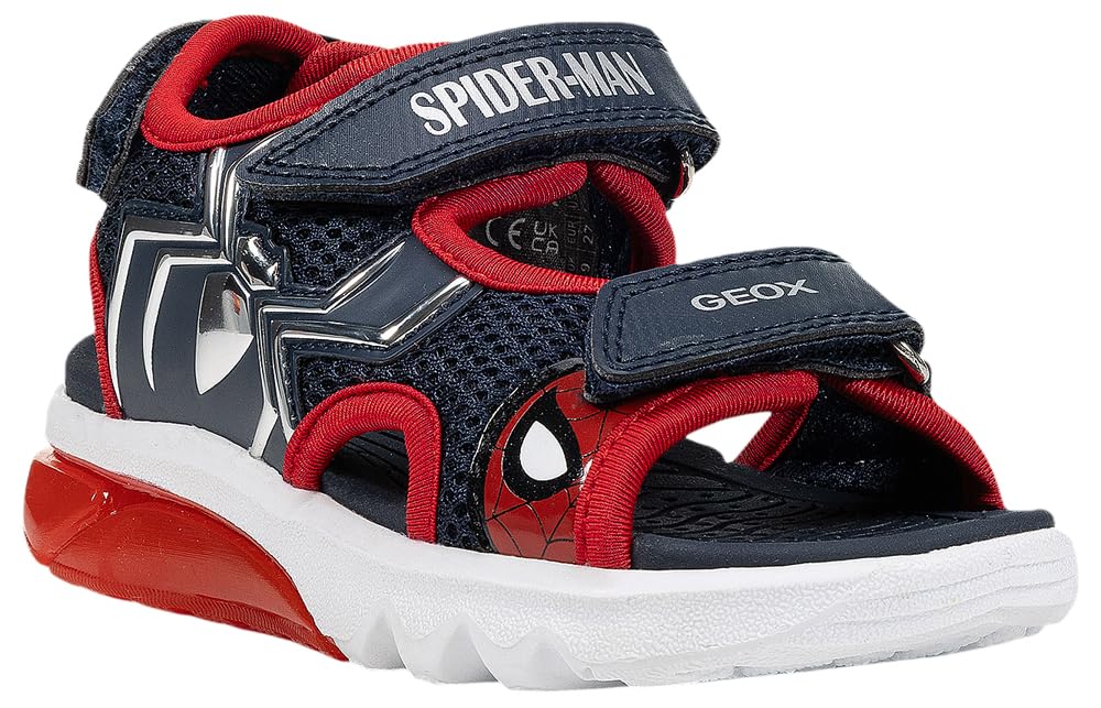 Geox J CIBERDRON B Sandal, Navy/Red, 31 EU