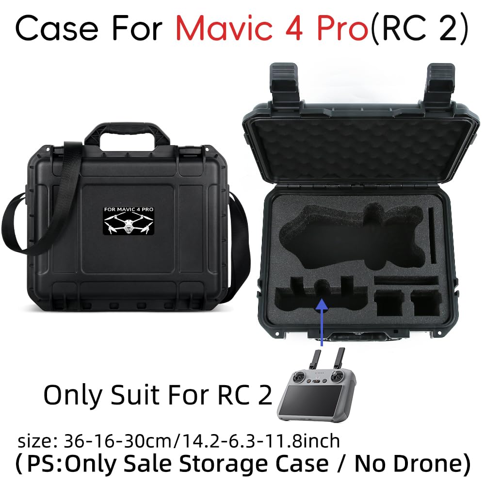 BeisDirect Wasserdichte Hartschale für DJI Mavic 4 Pro, tragbare Aufbewahrungstasche schützende Reise-Tragetasche für DJI RC 2 Fernbedienung, 2 Batterien und Zubehör, Schwarz, Tragetasche