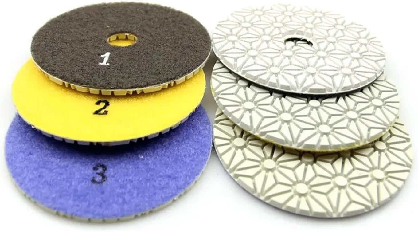 100mm Diamond Flexible Wet & Dry Polishing Pads 3 Floor Polish Compatible with Stone Marble Tile(NO. 2 x 3 pcs)