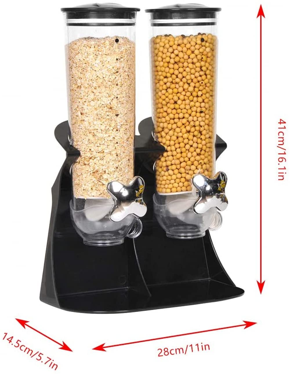 Dispensador De Alimentos Secos, Dispensador De Cereales De Doble Control, Máquina De Contenedores para Avena, Dulces, Nueces, Granos De Café, Arroz, Negro