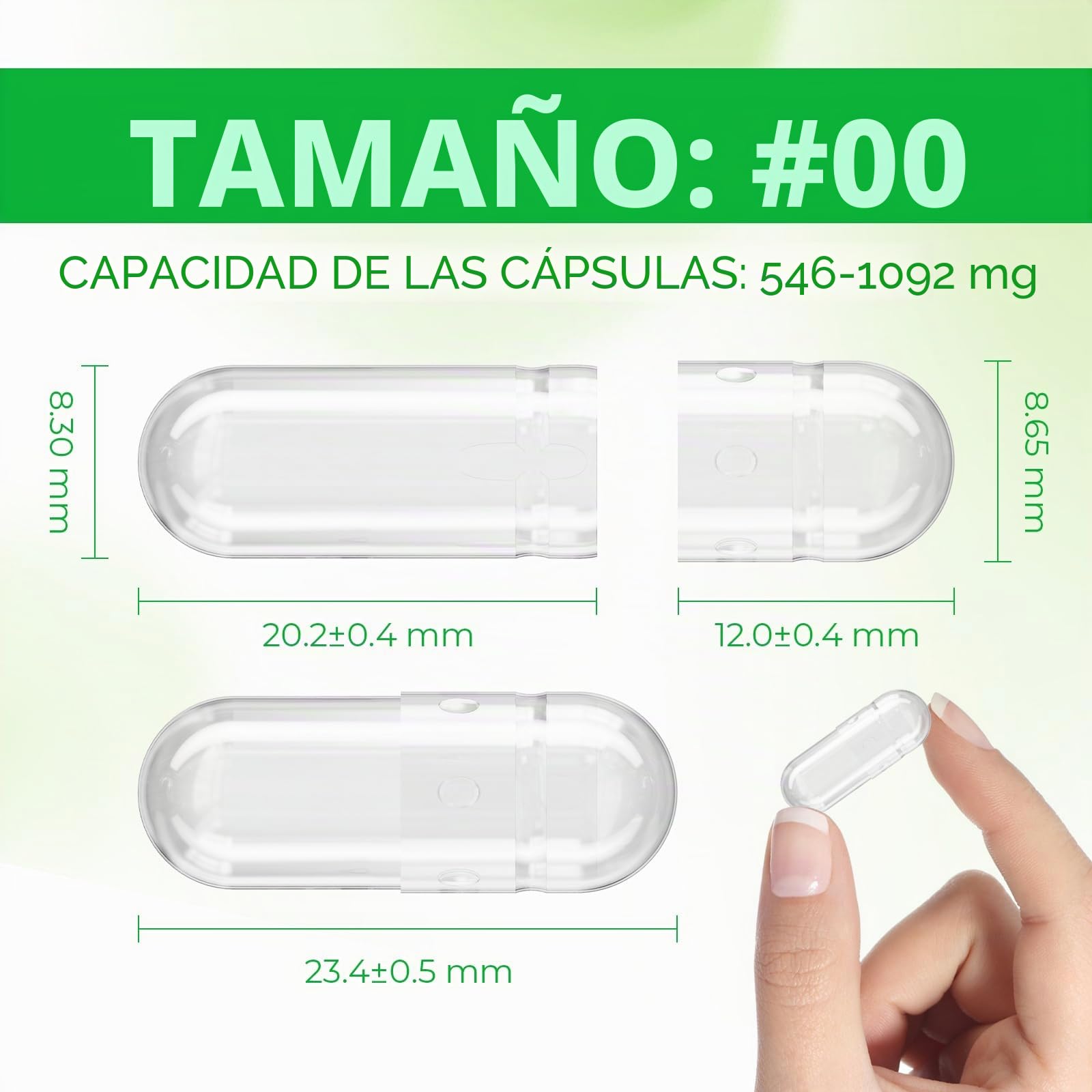 AngtaiJN Cápsulas veganas vacías Tamaño 00-Cápsulas vacías transparentes para rellenar con 2 microcucharas, cápsulas vacías de bricolaje 00, 5000 piezas