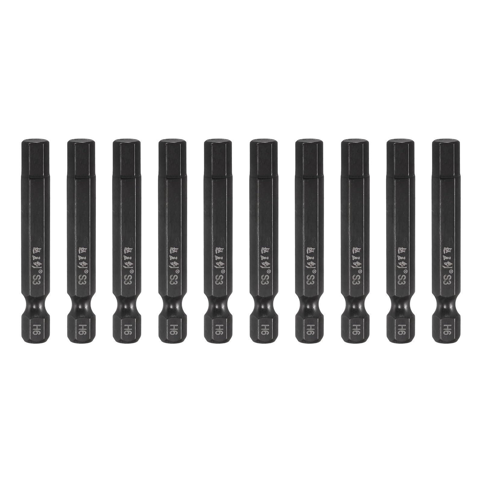 sourcing map 10pcs Hex Head Wrench Drill Bit 6mm(H6) Metric 1/4" Hex Shank 2"(50mm) Length S3 Steel Magnetic Industrial Grade Hexagon Electric Screwdriver Drill Bits