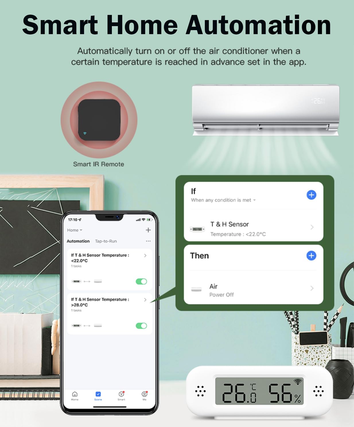 Termómetro higrómetro WiFi para interiores: sensor de temperatura inteligente, monitor digital de humedad con aplicación smart y grabación de datos, fit for Alexa, para dormitorio, invernadero (4PCS)