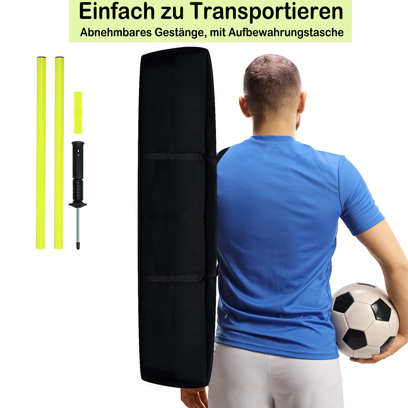 UISEBRT Barres de slalom pour football - Barres d'agilité rebondissantes - Barres d'entraînement à ressort avec sac de transport - Pour l'agilité et l'entraînement de coordination - 1,5 m