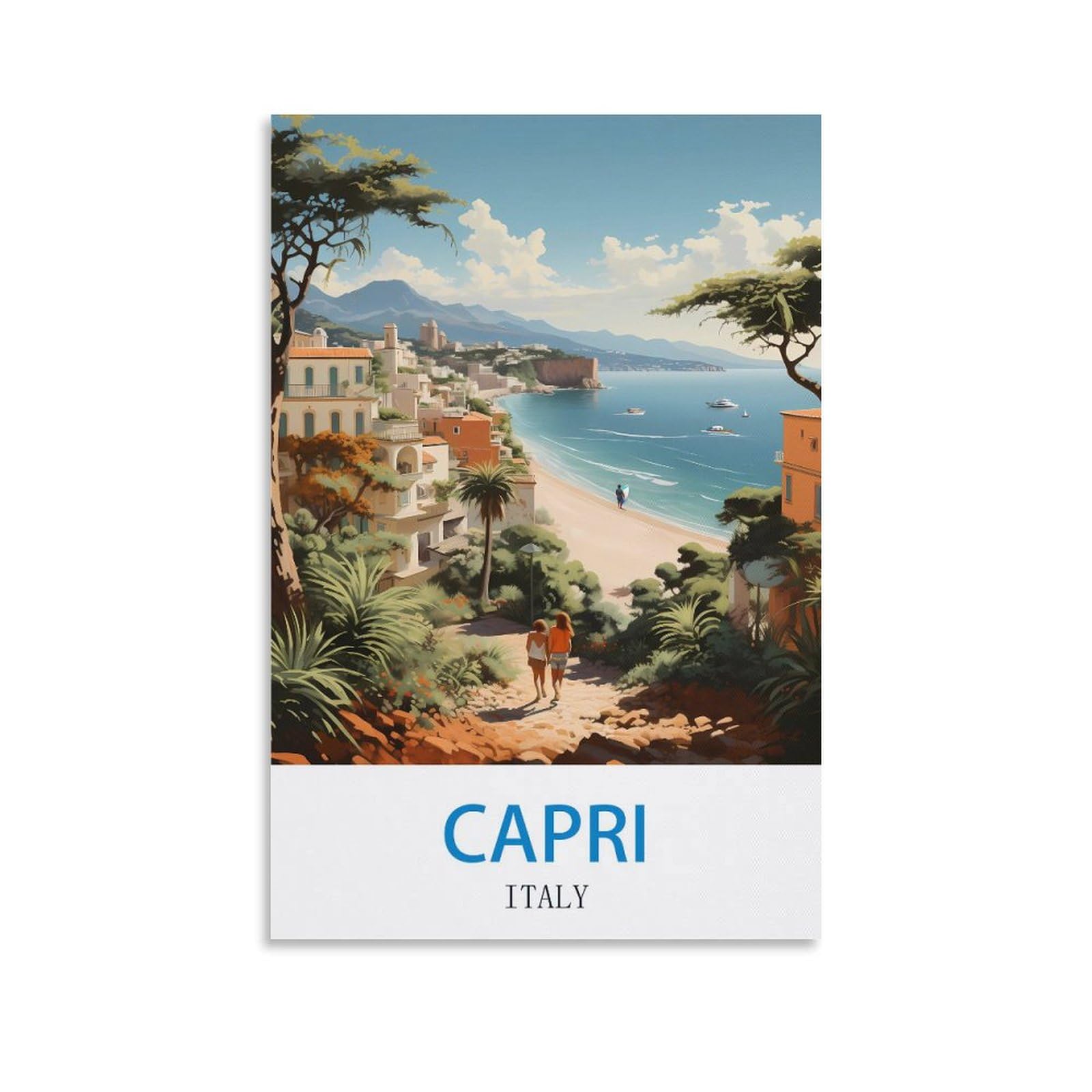 EZMLFA DIY Diamond Painting,Capri Italy Surf 5D Landscape Diamond Painting Kits for Adult, Gem Art Crystal Art Kits for Adults, for Home Wall 40x40cm