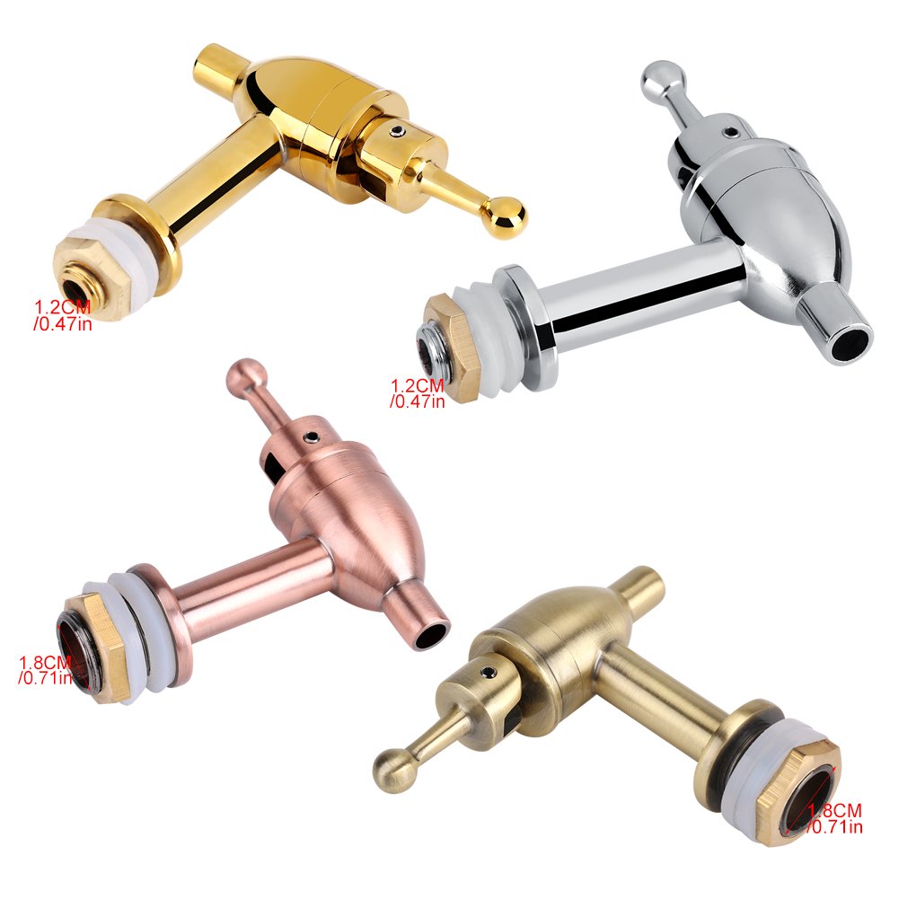 Fdit Vino Birra Rubinetto, Rubinetto di Ricambio per Erogatore di Bevande Succhi Botte di Vino per Uso Domestico e Feste (Chrome 12mm)