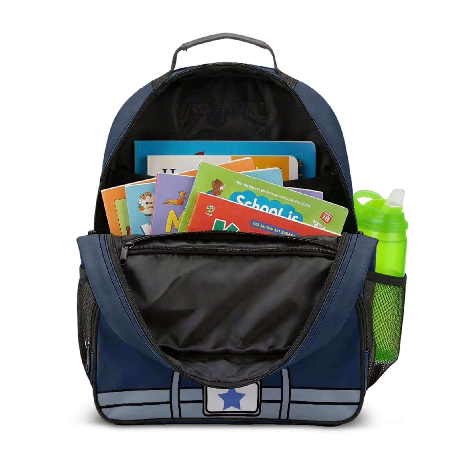 Set di 3 zaini per ragazzi da 3 a 5 anni, zaino scolastico e portapranzo per asilo e ragazzi, borsa per libri prescolari per la scuola, Aggiungi Nome Police Car, S, Classico