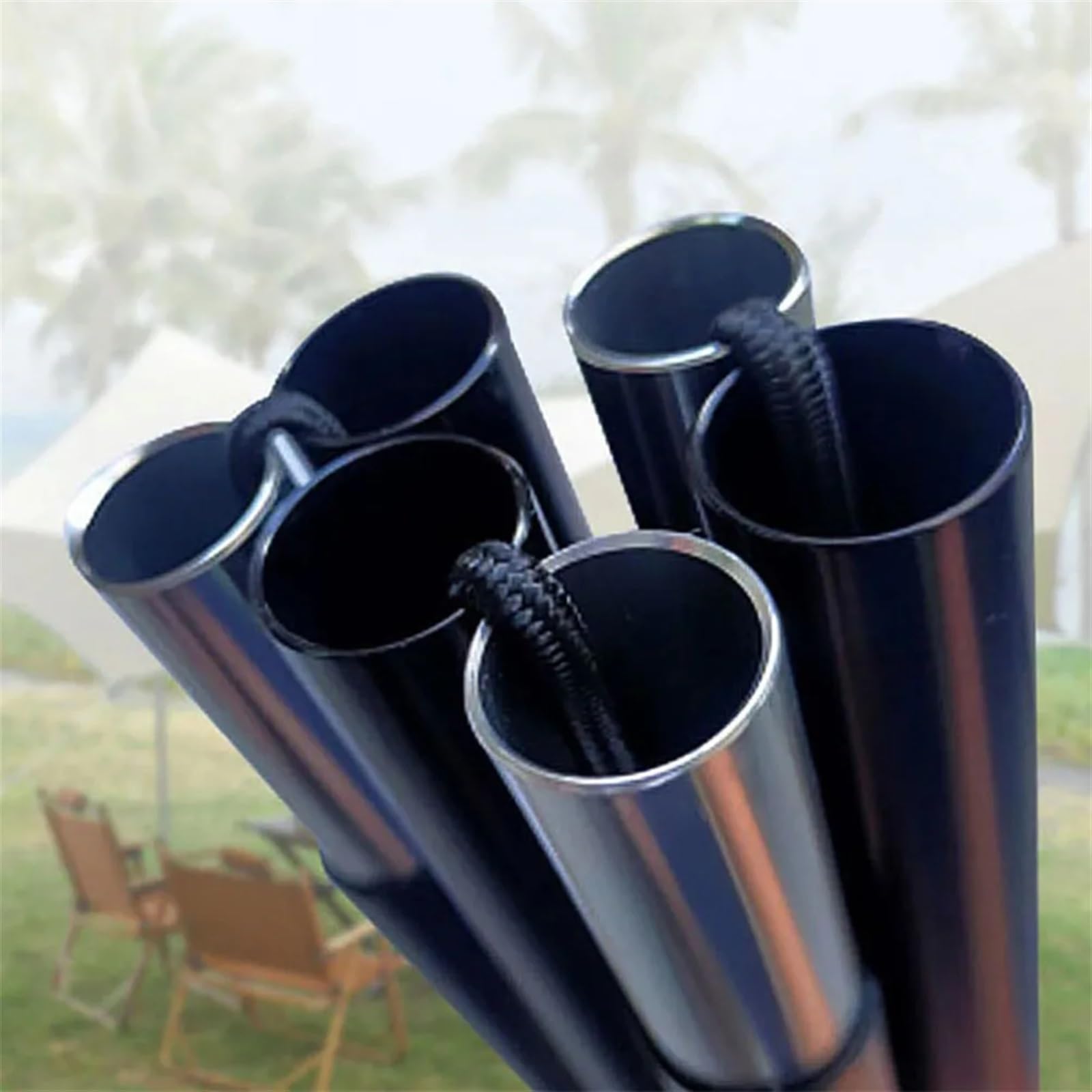 Zelt-Ersatzstange Zeltstange aus Aluminiumlegierung, 2 m, 2,4 m, Planenstangen for Outdoor-Wanderungen, ultraleichtes Camping-Markisenstützstangen-Zubehörset Für Camping, Wandern Rucksackreisen(Silver