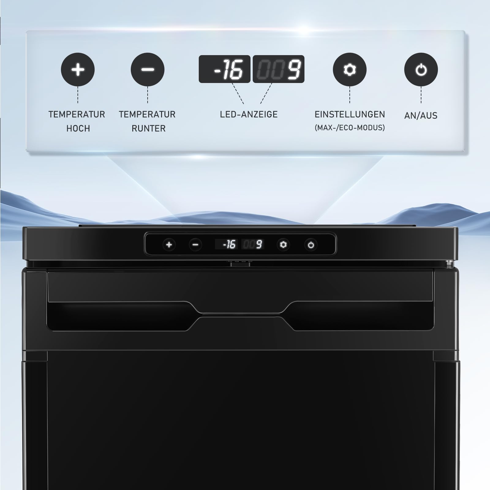 Mini Kühlschrank, 50L Kühlschrank klein, 12V/24V 230V Kleiner Kompressor Kühlbox mit umkehrbarer Tür, Ultra-Leise, LED & App Steuerung, Energieeffizienter Kompaktkühlschrank für Auto, Boot, Wohnmobil