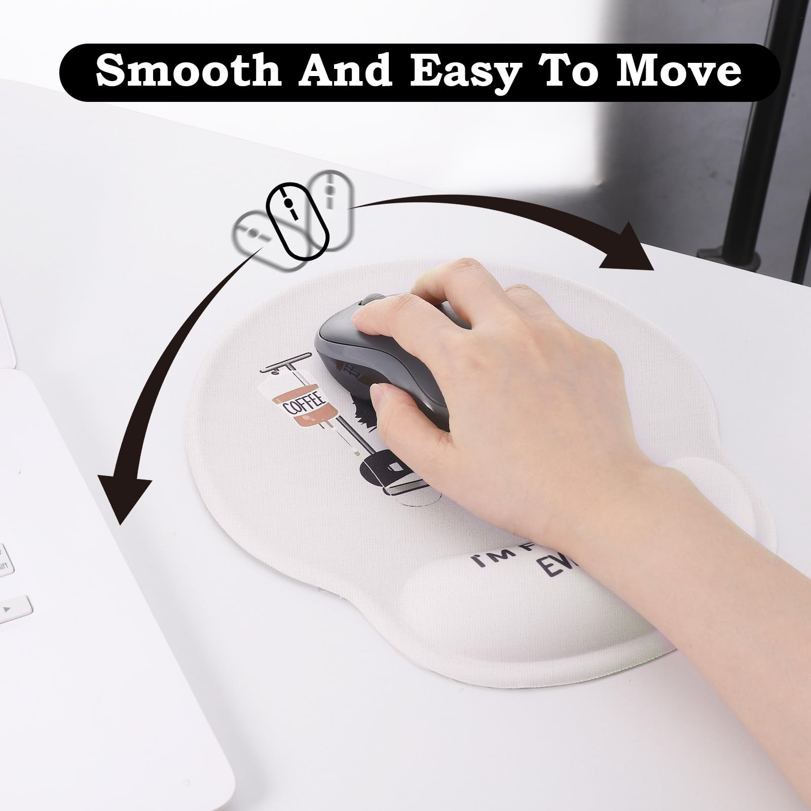 Tappetino per mouse ergonomico con supporto per il polso, base in gomma antiscivolo, silicone