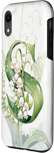 Vista 68 de Funda para iPhone 12/12 Pro Lovely Lily of The Valley Letra S May Birthday Case