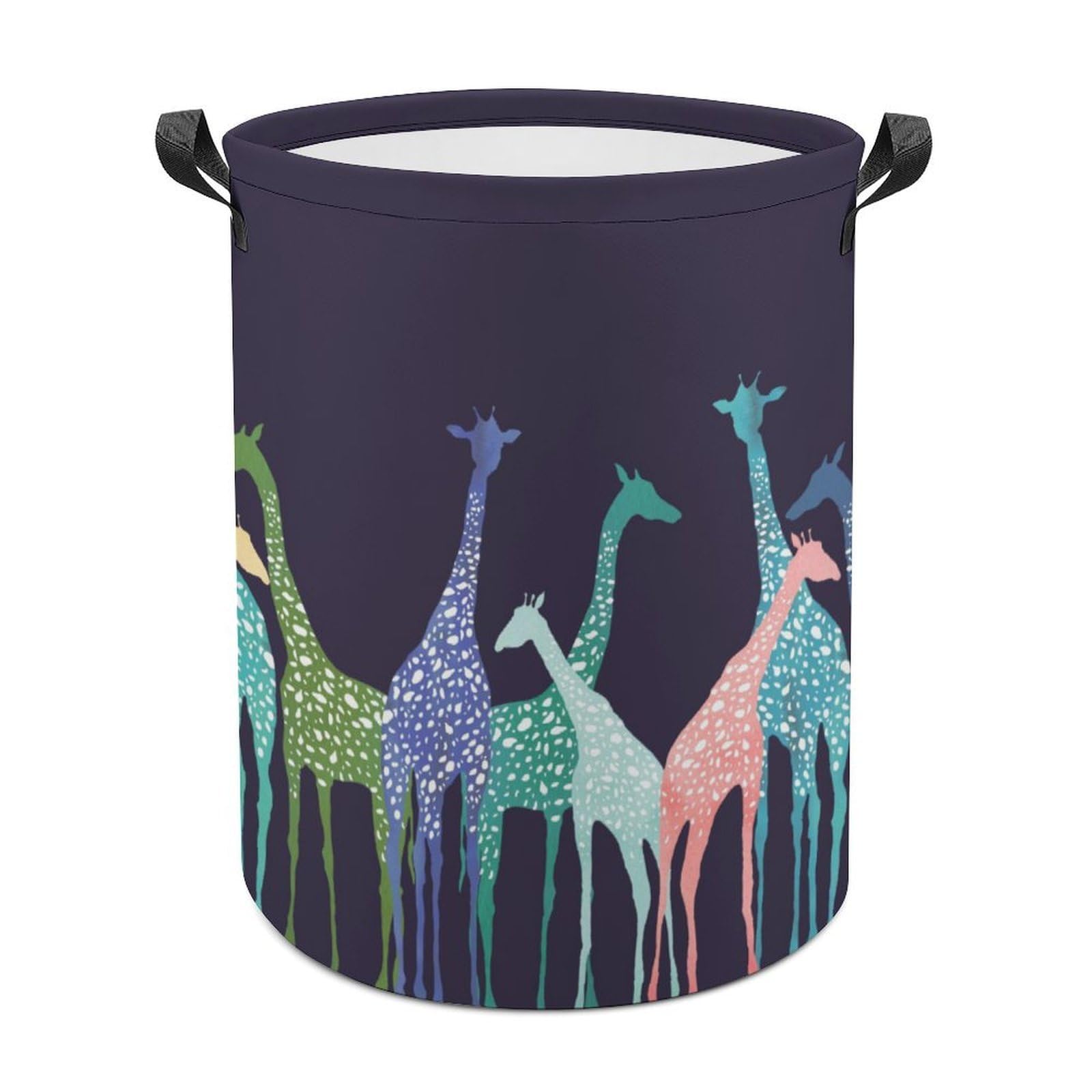 Wlntrophic Laundry Hamper, Colorful Giraffe Fans Lovers Laundry Basket, Washing Basket with Handle
