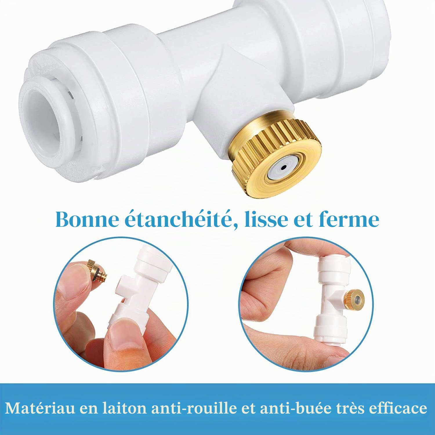 10m Kit d’Irrigation Système avec 10 Buses de Brume avec Joint en T,Système de Refroidissement parbrumisateur par Brouillard pour Jardin,Serre(Blanc