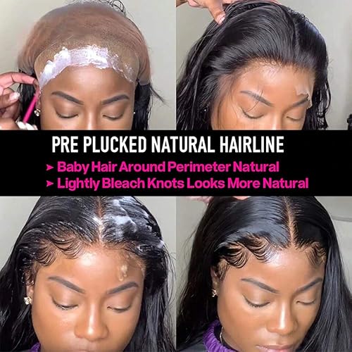 Miniatura 3 de Peluca de pelo natural con malla frontal para mujer, línea capilar depilada, densidad del 220 %, peluca con malla frontal, ondulado brasileño y