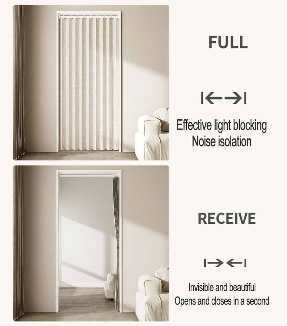 Rideaux de douche magnétiques pliables en accordéon pour chambre à coucher et salon, 120 x 180 cm, marron, solution d'intimité élégante pour salles de bains et intérieurs