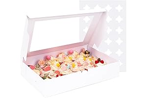 Moretoes Transparent Mini Cupcake Boxes with 24 count Cardboard Cupcake Inserts