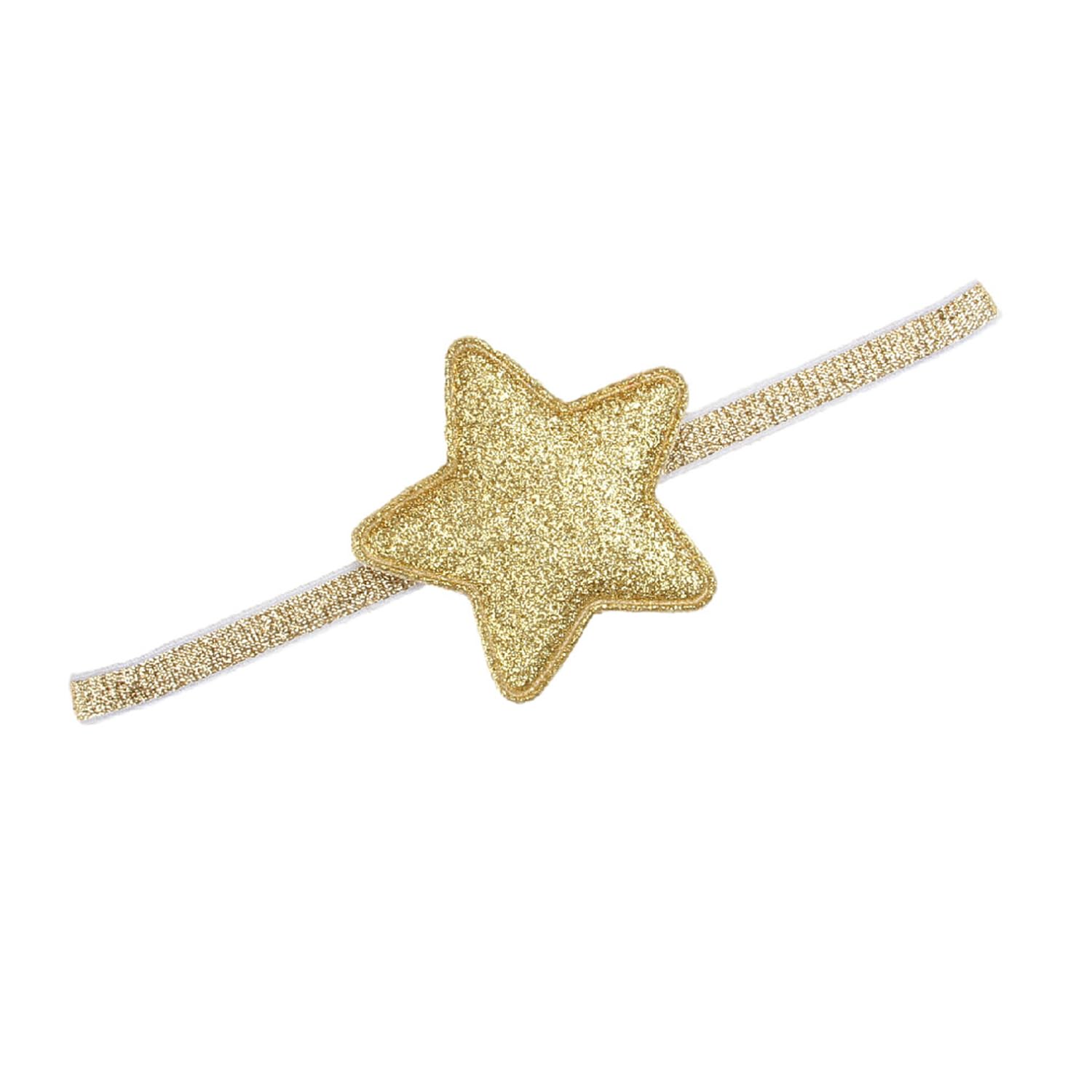 SYGA Baby Girl's Glittery Star Headband Soft & Stretchable Fabric Hairband for Infants, Toddlers Little Princesses (0-3 Years Golden)-image-43