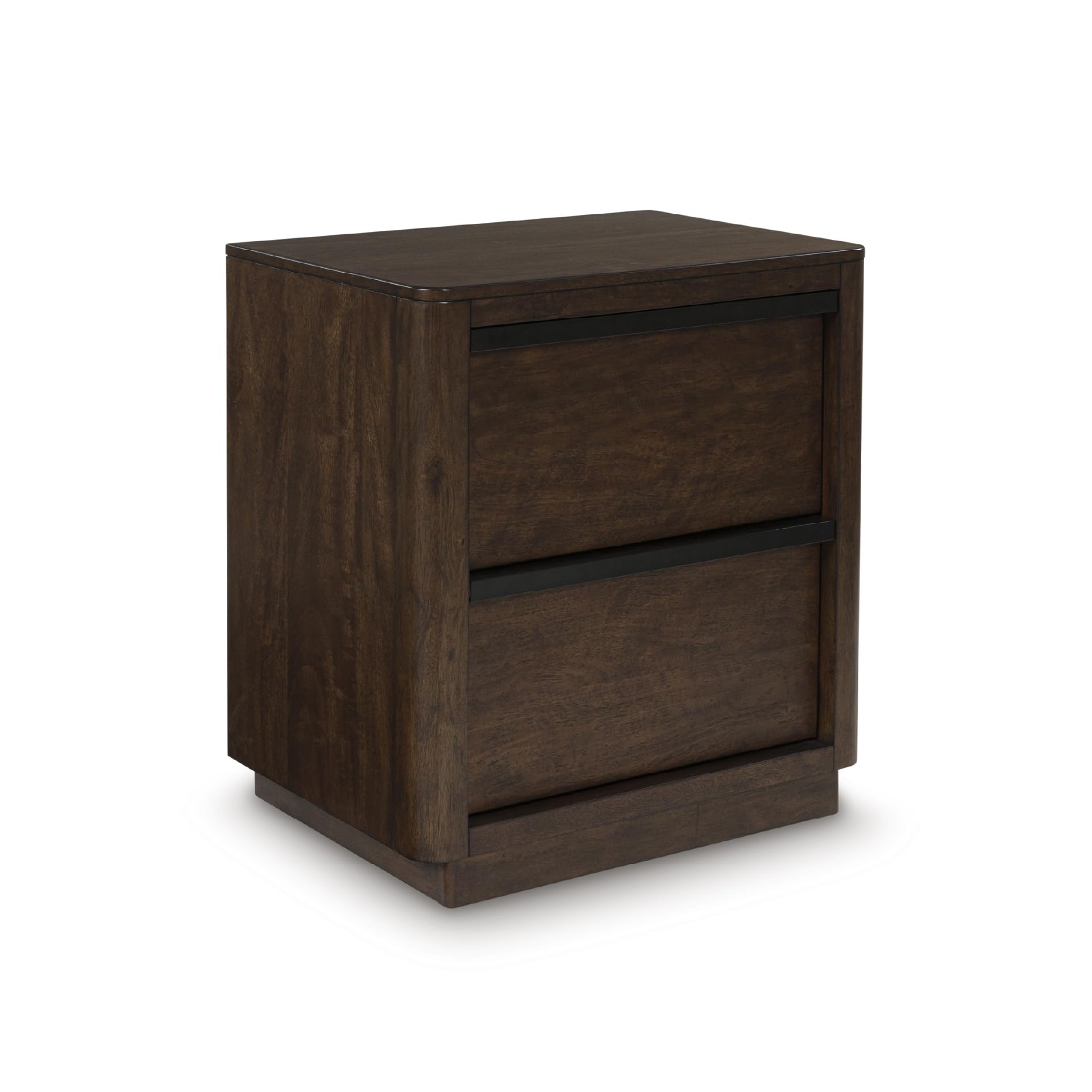 Signature Design by Ashley Kendamor Contemporary 2-Drawer Nightstand with Felt-Lined Top Drawer, Dark Brown