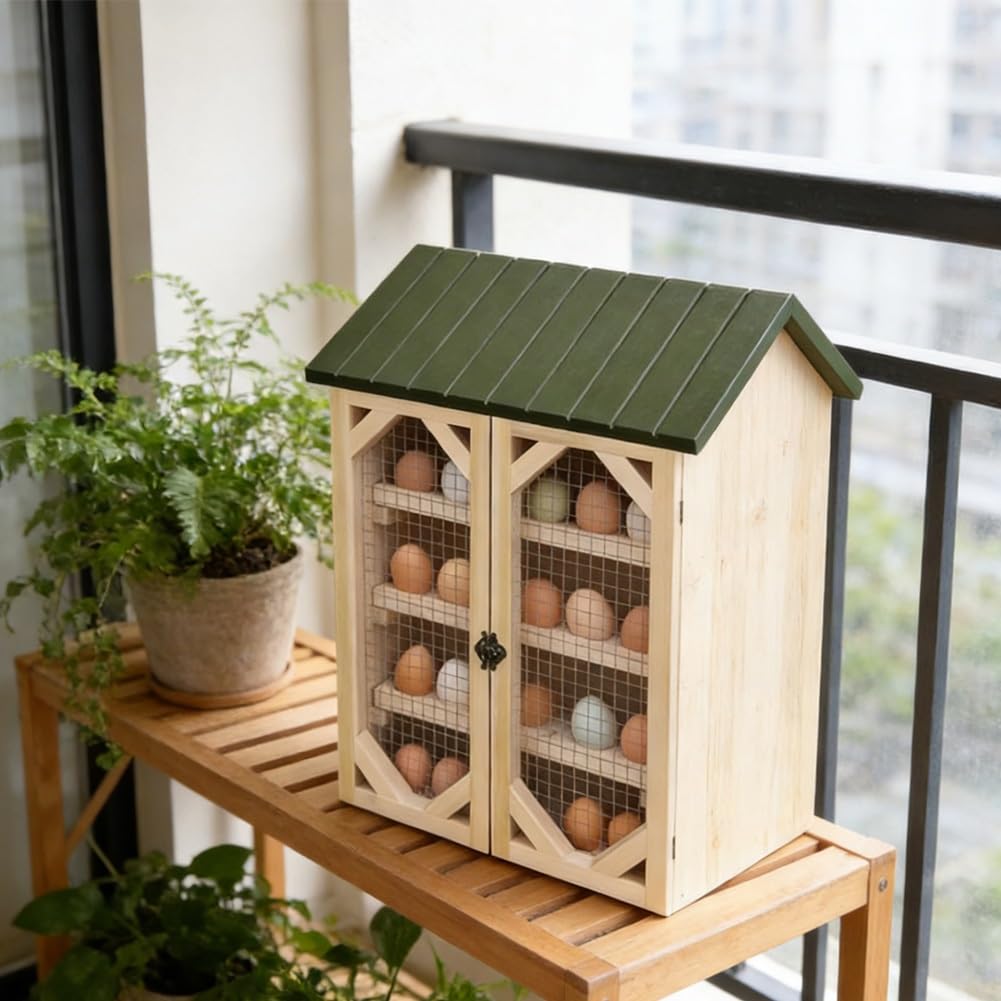 Cabina de huevos de granja, aporta encanto campestre a tu encimera de cocina, contenedor organizador de huevos de estilo rústico para huevos, decoración decorativa de cocina de granja para