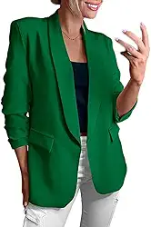 Blazers casuais femininos para negócios, com botões na frente, para escritório, blazers com frente aberta