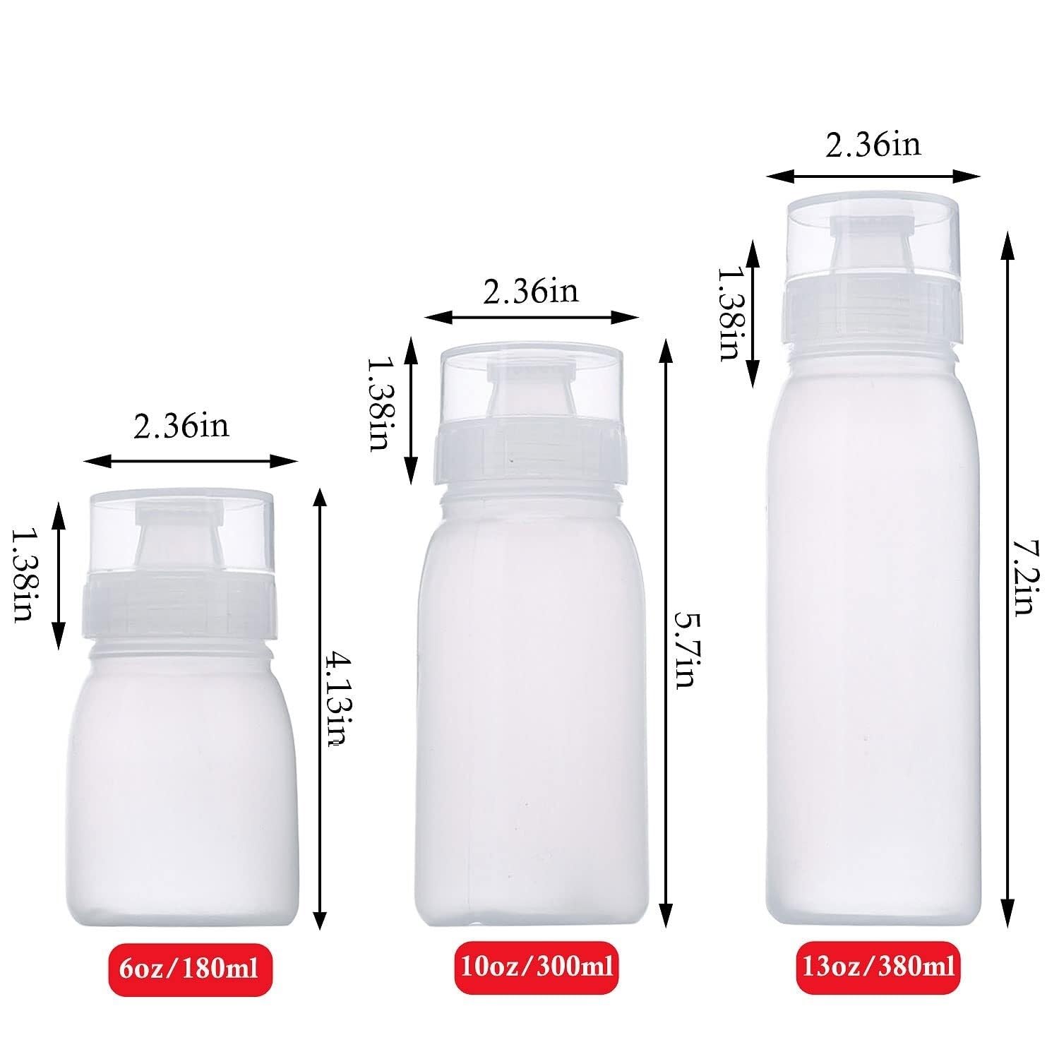 Butelki na Sos, Sos Na Czczo Porowaty, Butelka Do Przypraw, Pojemnik Na Przyprawy Do Sosu Wyciskanego, 5 Sztuk Zestawów Podróży(380ml)