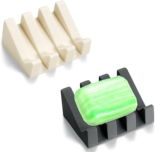 Miniatura 10 de Jabonera de silicona con desagüe para ducha, soporte de jabón para barra de baño, bandeja de secado de cascada autodrenante, soporte para esponja de