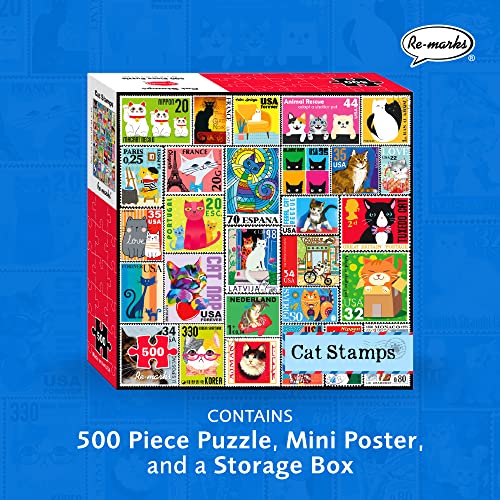 Puzzle Re-marks Cat Postage-Stamp Collage, 500 piezas para todas las edades miniatura 2