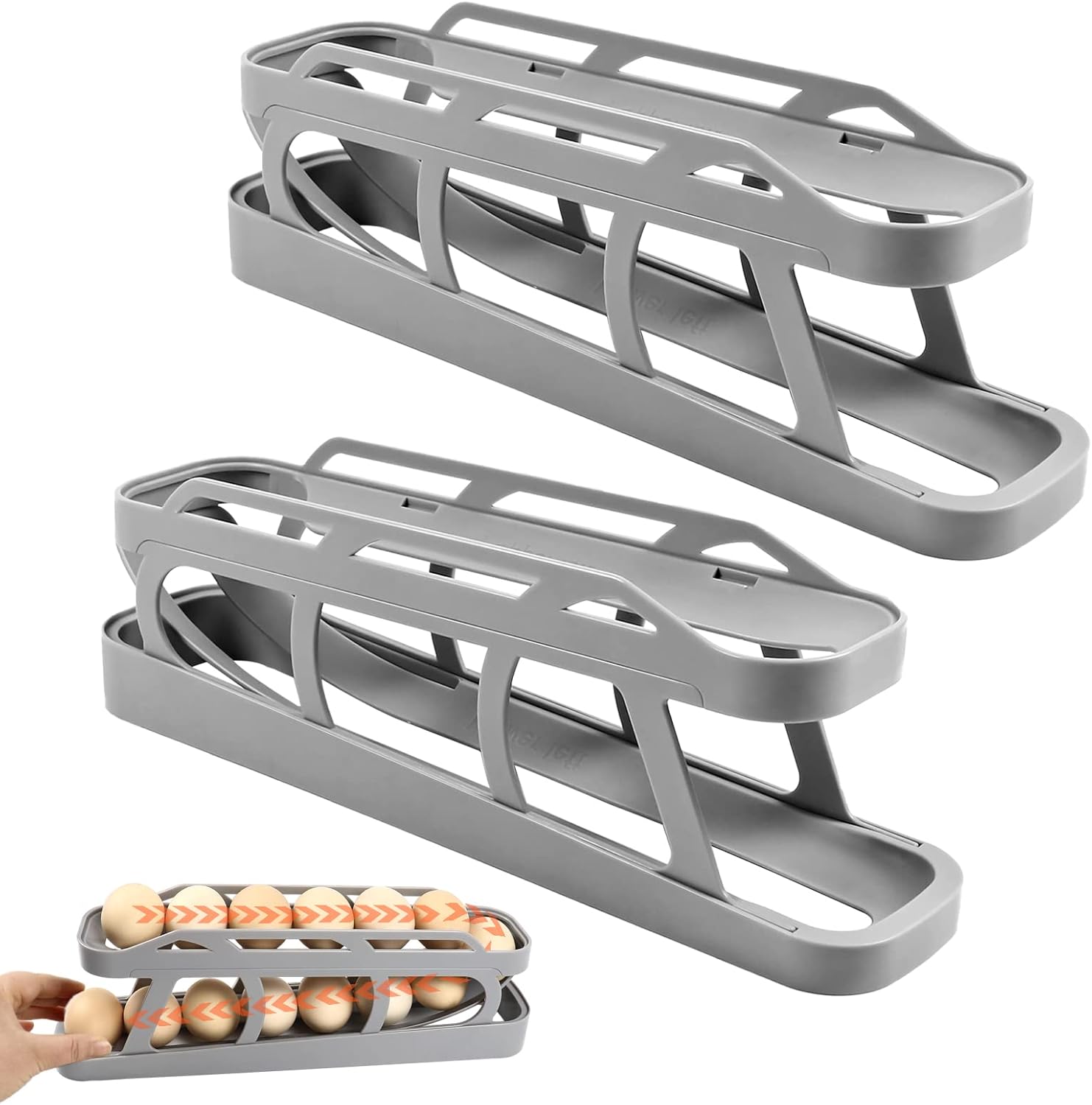 Egg Dispenser，Fridge Rolling Egg Holder Double Layer Egg Storage Rack