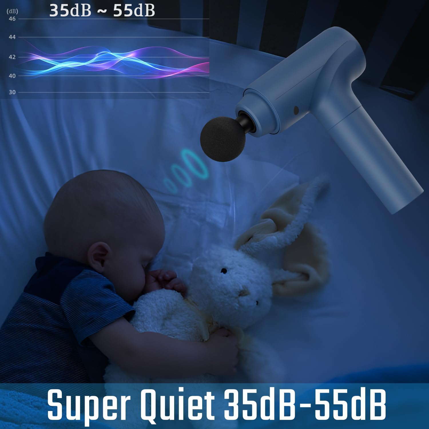 Close-up of the cotsoco Massage Gun's digital display showing speed and battery indicators, along with plus and minus buttons for adjustment.