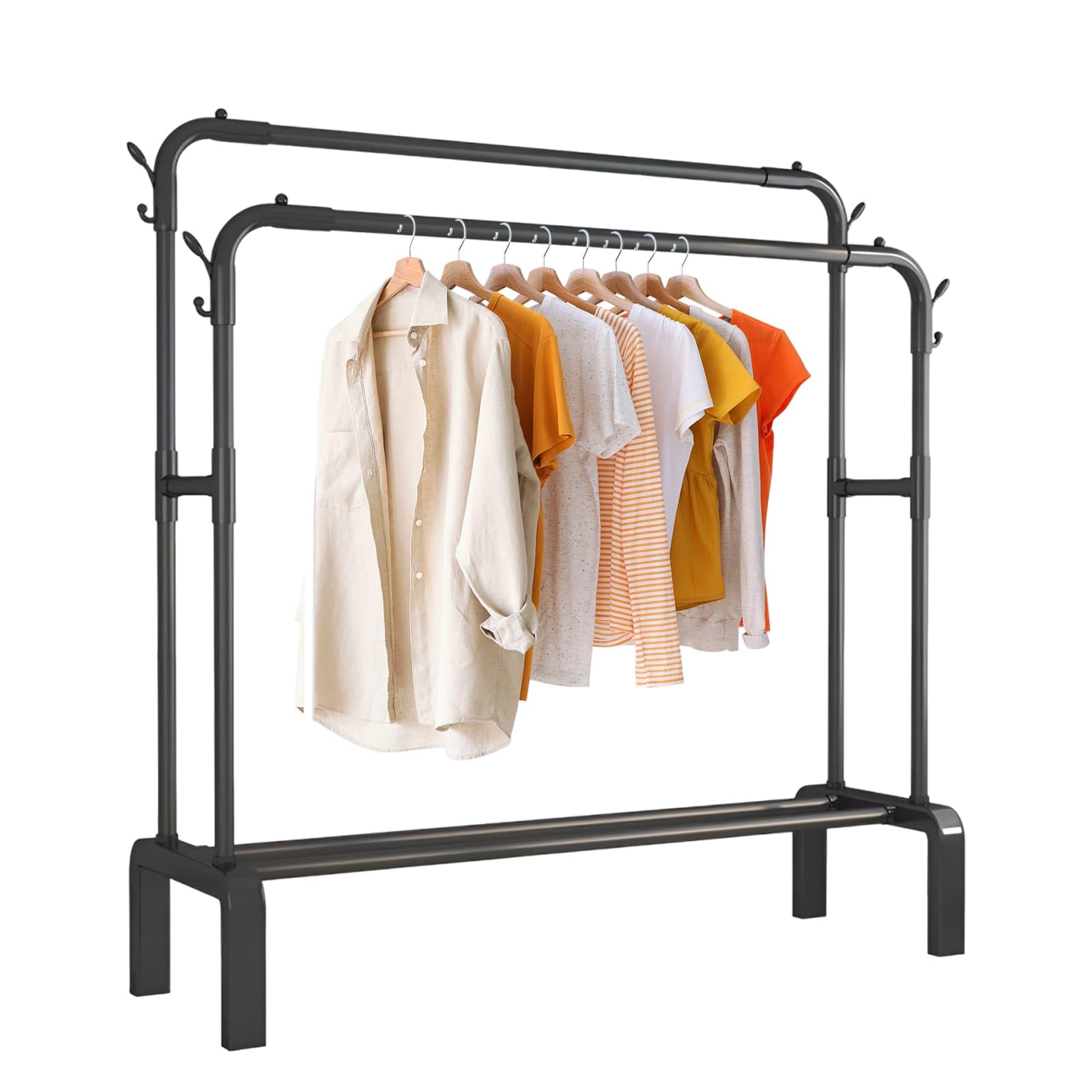 Double Clothes Rail, Heavy-Duty Metal Clothes Rack, Sturdy Clothing Rail