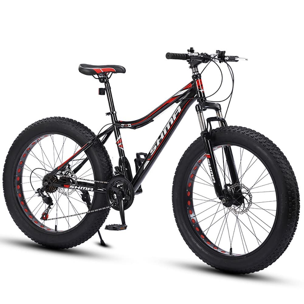 SXYKXYDL 24/26-Zoll-Mountainbike, 4,0-Zoll-Mountainbikes mit dicken Rädern, Mountainbike mit dicken Reifen für Erwachsene, Fahrrad mit 7/21/24/27/30 Gängen und hohem Kohlenstoffstahl Sport & Freizeit