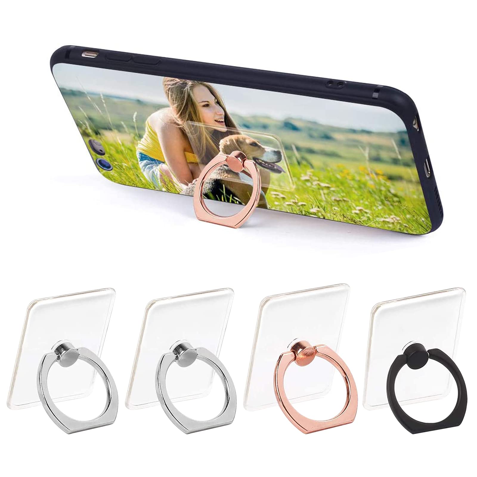 Confezione Da 2 Supporti Ad Anello Per Cellulare Oro Rosa - Ultra Sottile Con Rotazione 360° E Adesivo 3M - Wansurs - 2