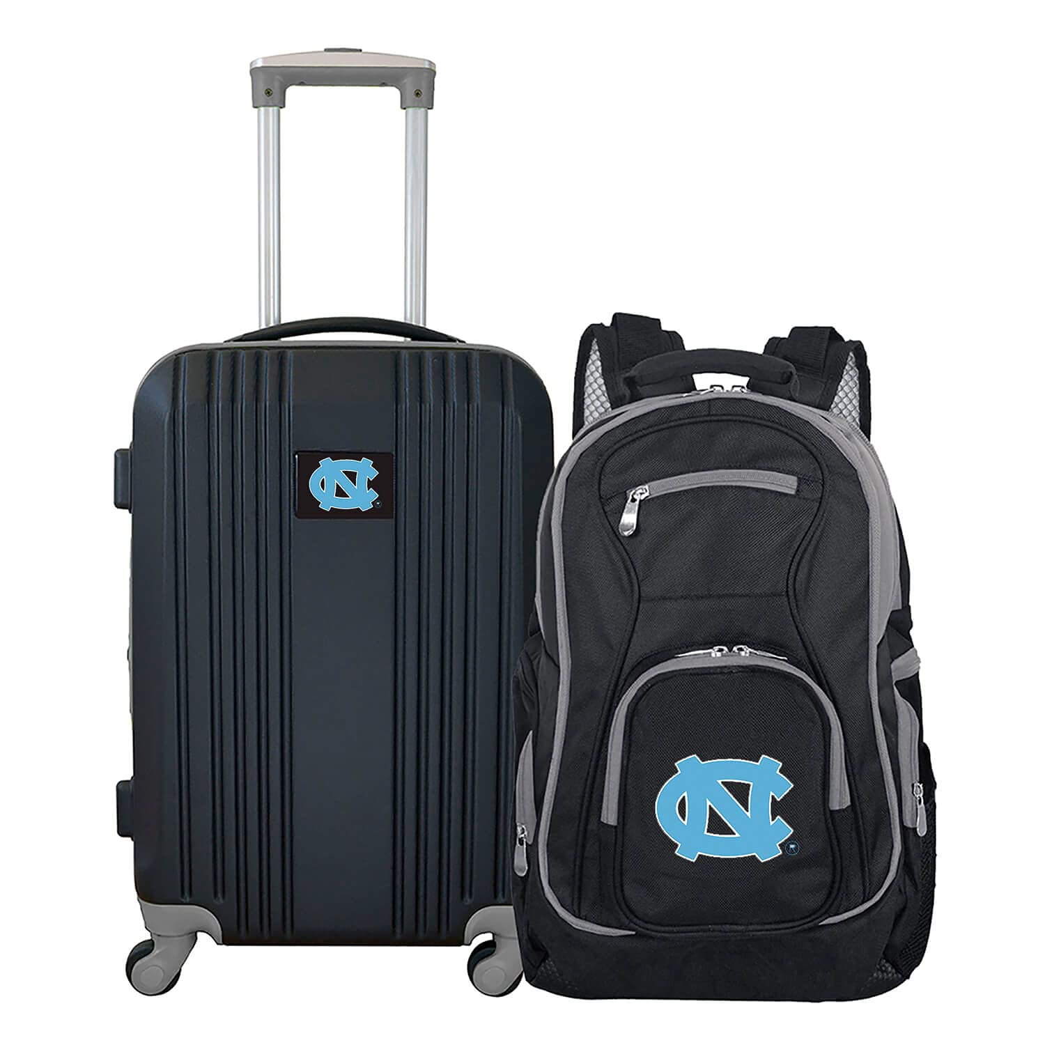 Denco University of North Carolina Tar Heels 2-Piece Luggage Set, Includes 21-inch Two-Tone Hardcase Spinner and 19