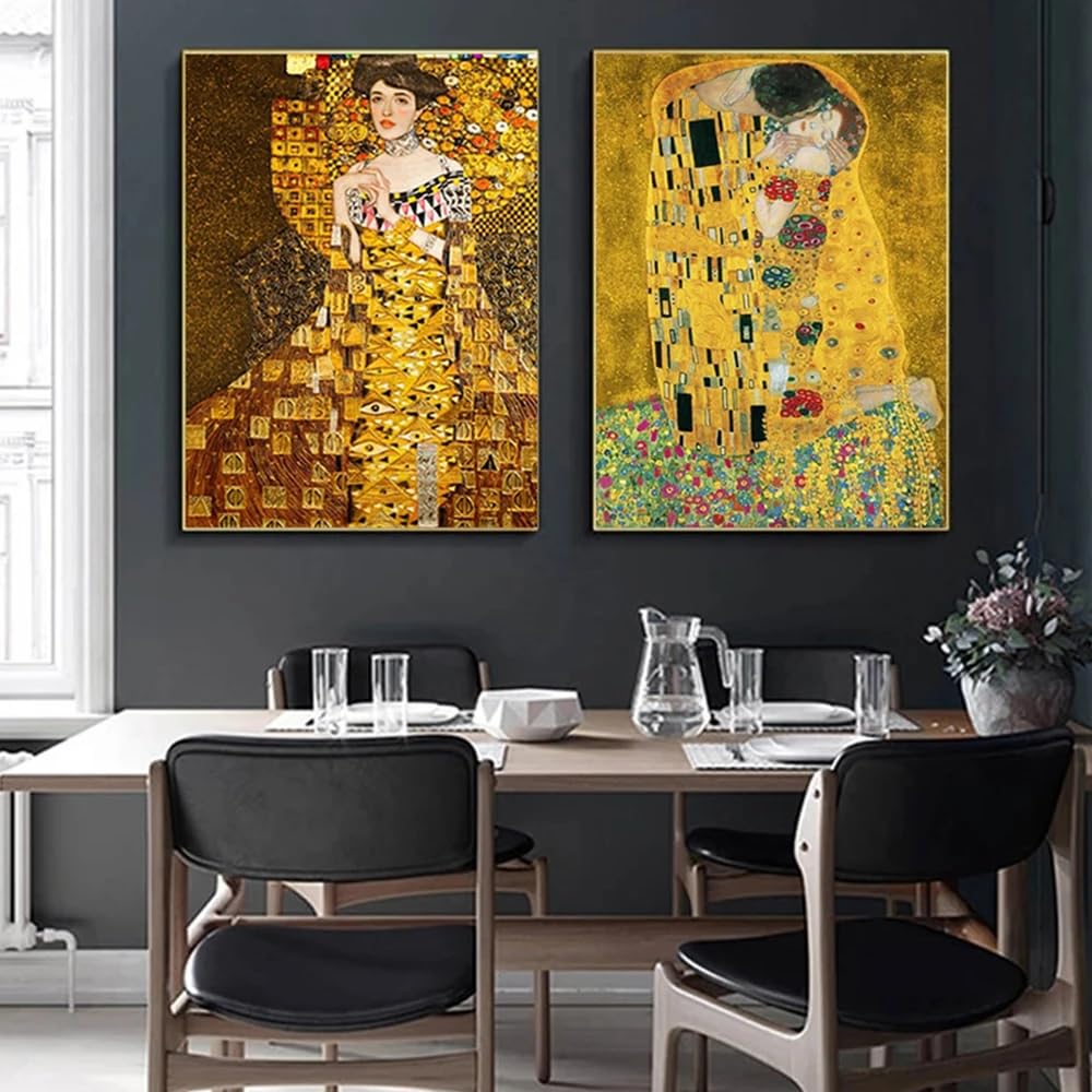 Cuadro en lienzo abstracto de Gustav Klimt El Beso, impresión HD en póster de pared 50x70cm