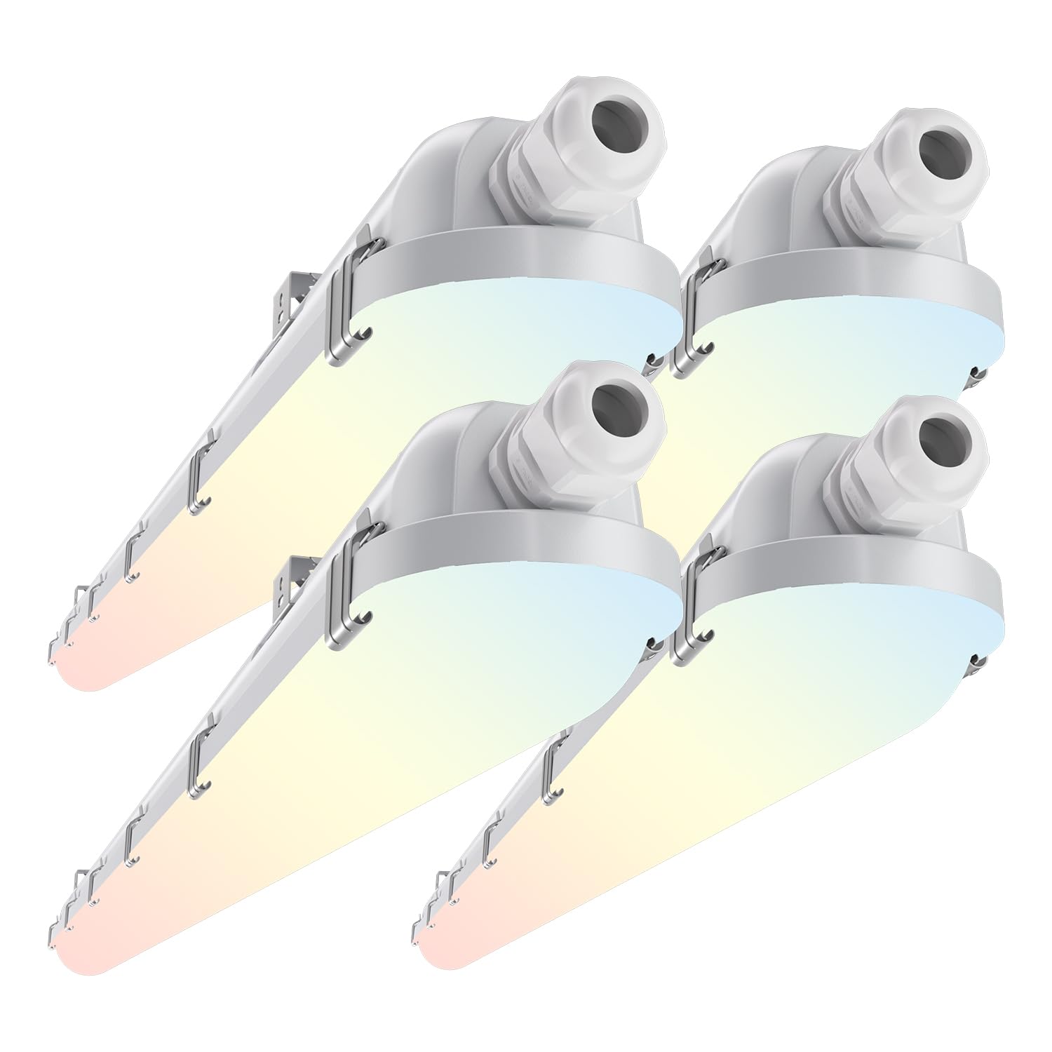 4FT LED Vapor Tight Light Fixture 4Pack,7800LM,60W/50W/40W/30W Adjustable, 5CCT 6500K-3000K Color Selectable,ETL Listed,IP65 Waterproof Vapor Proof Light for Car Wash,Garage,Warehouse,Basement