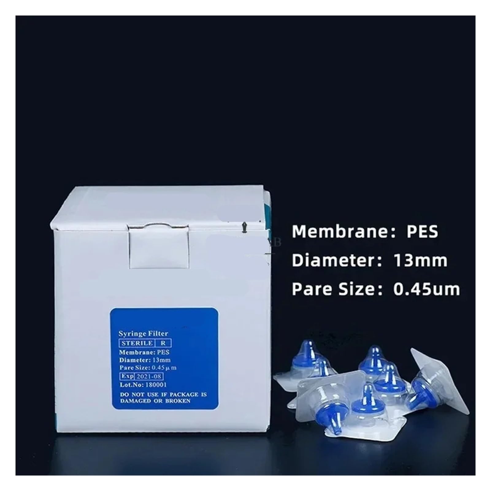 Filtro a siringa Filtro for siringa a membrana sterile da laboratorio in nylon/PES/PTFE da 10 pezzi/lotto, 13 mm, 25 mm, 33 mm, 0,22 um/0,45 um(33mm 0.45um PES)
