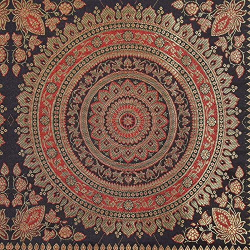 Image of Diwali Decor Brocade Jacquard Silk Table Runner Long Runner for Dinning & Centre Table Mandala Print 72 x 16 Inches (Black)
